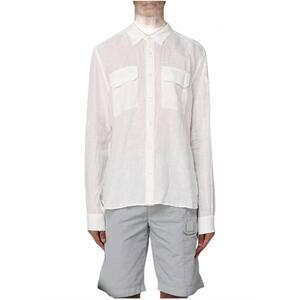 NEW C.P. COMPANY long sleeve gauze shirt in white